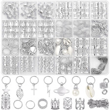 259 Pcs Hair Jewelry, Hair Accessories for Braids Silver Loc Jewelry for Hairs D