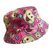 NWOT Children's Unisex Pink Smiley Face Barbiecore Bucket Hat