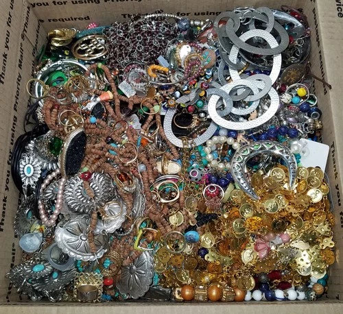 Vintage/Retro/Modern Costume Scrap/Wear Grab Bag Jewelry Lot (BOX A) ~ 18.6 LBS
