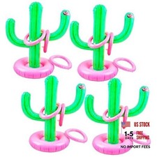 4 Pack Inflatable Cactus Ring Toss Games Large Blow Up Swimming Cactus Ring