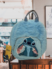Lilo Stitch Girls Faux Fur Mini Backpack, Blue NEW
