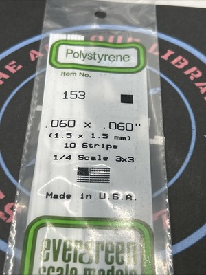 Evergreen Scale. Polystyrene. 14'' 153 .060 X .060 (10)