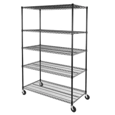Ultradurable 5-Tier Commercial NSF Certified Steel Wire Shelving System in Black