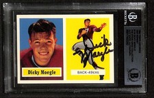 Dicky Moegle Signed 1957 Topps Reprint Trading Card Beckett Slab