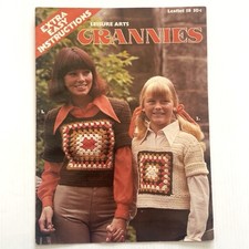 Vintage Leisure Arts Grannies Crochet Pattern Leaflet Granny Square Sweater 1975