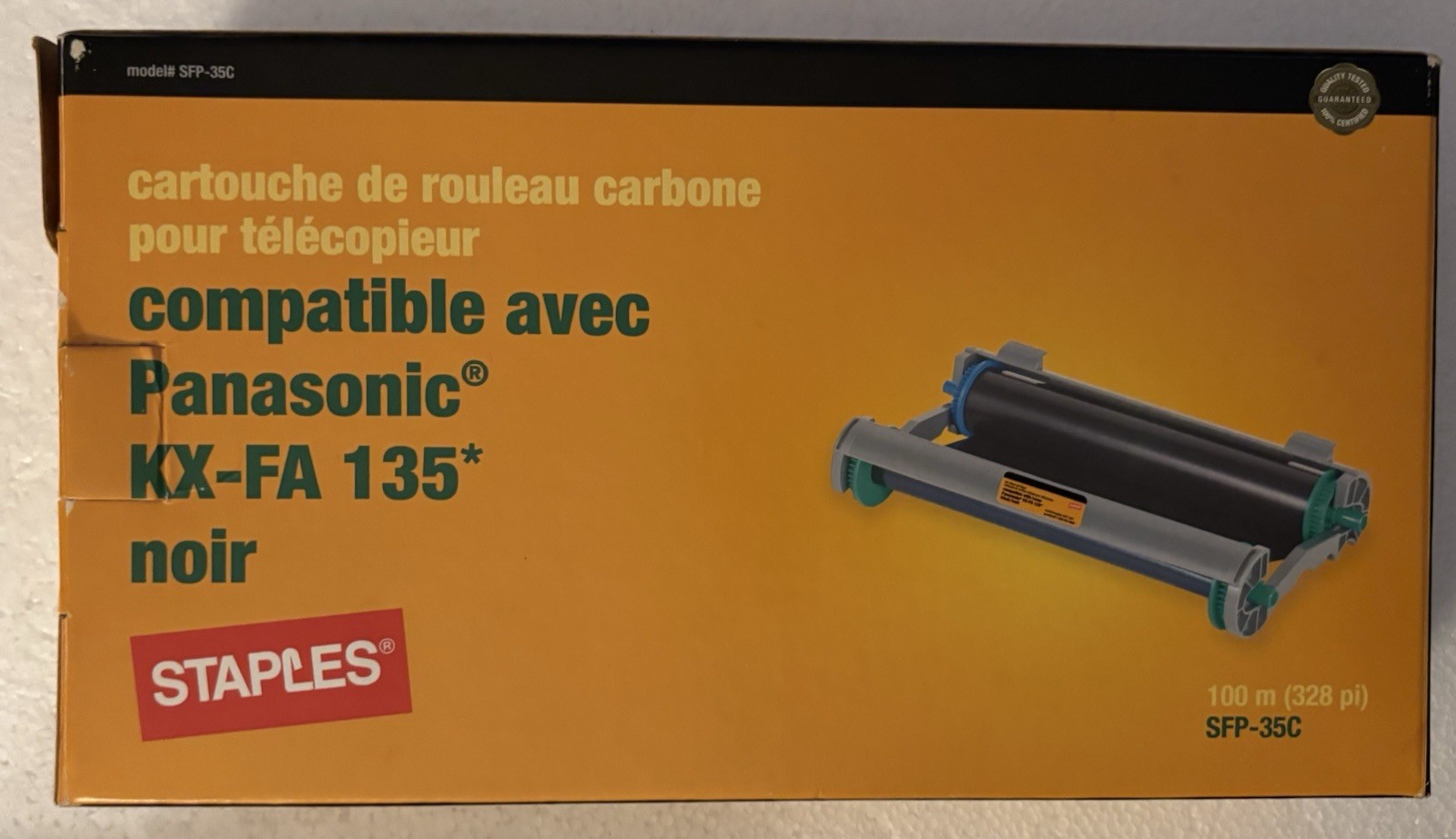 Panasonic Fax Ribbon Cartridge Black KX-FA 135 Fax Machine Roll-Staples SFP-35C