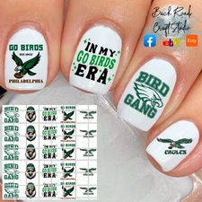 Philadelphia Eagles Kelly Green Waterslide Nail Decals Set Of 50 Go Birds