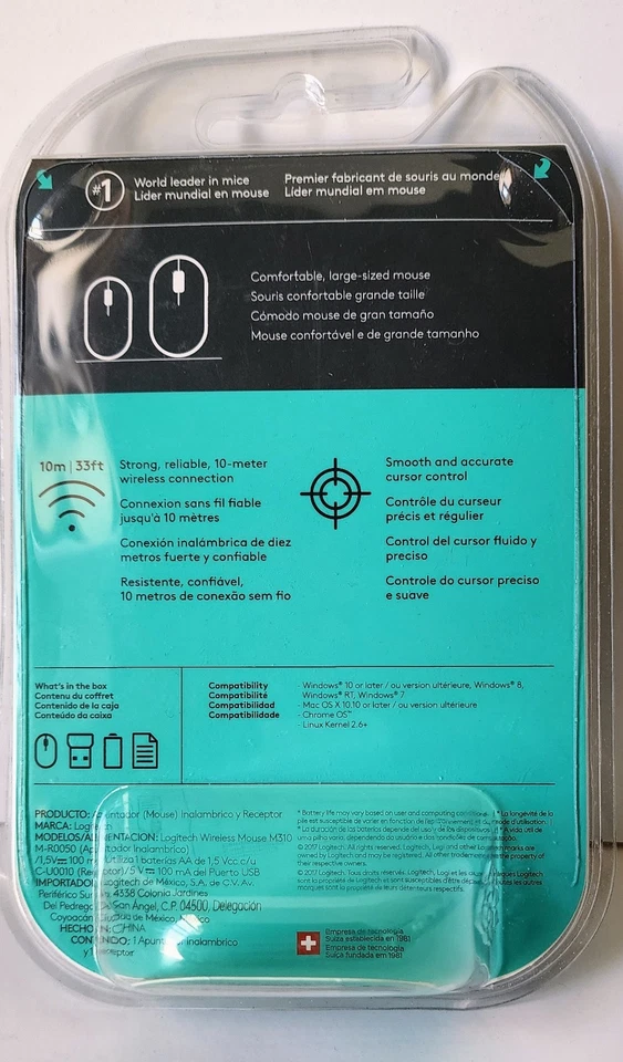 Logitech M310 Wireless Optical Mouse – Silver/Gray, New Sealed in Package - Image 2 of 3