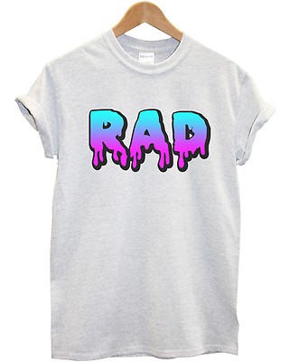Rad Slime T Shirt Font 80's 90's Fashion Top Surf Radical Dude Men Women Awesome