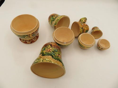 Hermosas muñecas de anidación de madera pintadas a mano matrioska rusas firmadas de colección - Imagen 8 de 13