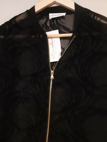 Emelia Black Velvet Pattern Mesh Jacket Size Small Colour Black - Picture 2 of 6