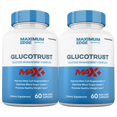 Glucotrust Capsules Max +, Glucotrust Max+ Maximum Edge Supplement (2 Pack)