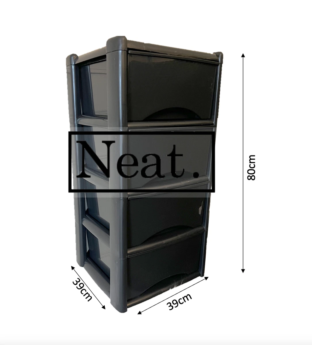 4 DRAWER PLASTIC TOWER UNIT TROLLEY CHEST DRAWER SCHOOL OFFICE HOME