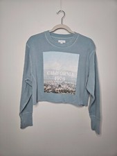 Colsie Blue California Graphic Sweatshirt Cropped Women's Size XS