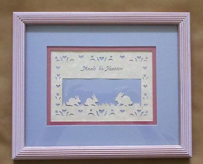 Vintage Scherenschnitte Scissor Art Rabbits Made in Heaven Nursery Baby Rare