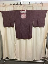 Japanese Vintage Kimono MICHIYUKI coat silk Marron flower length 32.67 inch