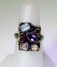 Beautiful Sterling Silver Artisan Crafted Gemstone Ring Size 6.5   9054