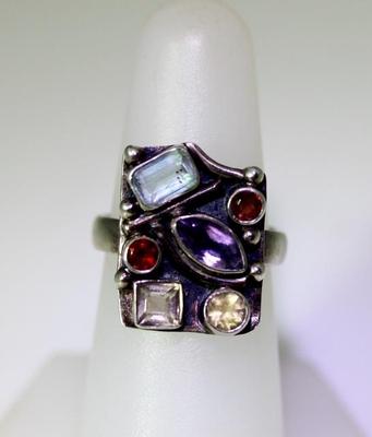 Schöner Sterling Silber handgefertigter Edelstein Ring Größe 6,5 - 9054