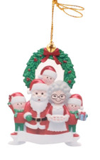 Personalized Christmas Family Ornament Family of 5 Santa Theme
