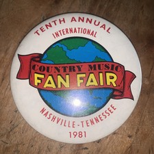 1981 International Country Music Fan Fair Nashville TN Pinback Button 3.5&rdquo;