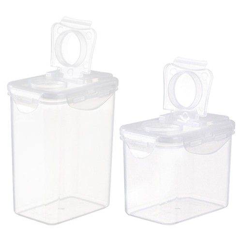 2pcs Airtight Plastic Jars Plastic Storage Jars Clear Plastic Jars