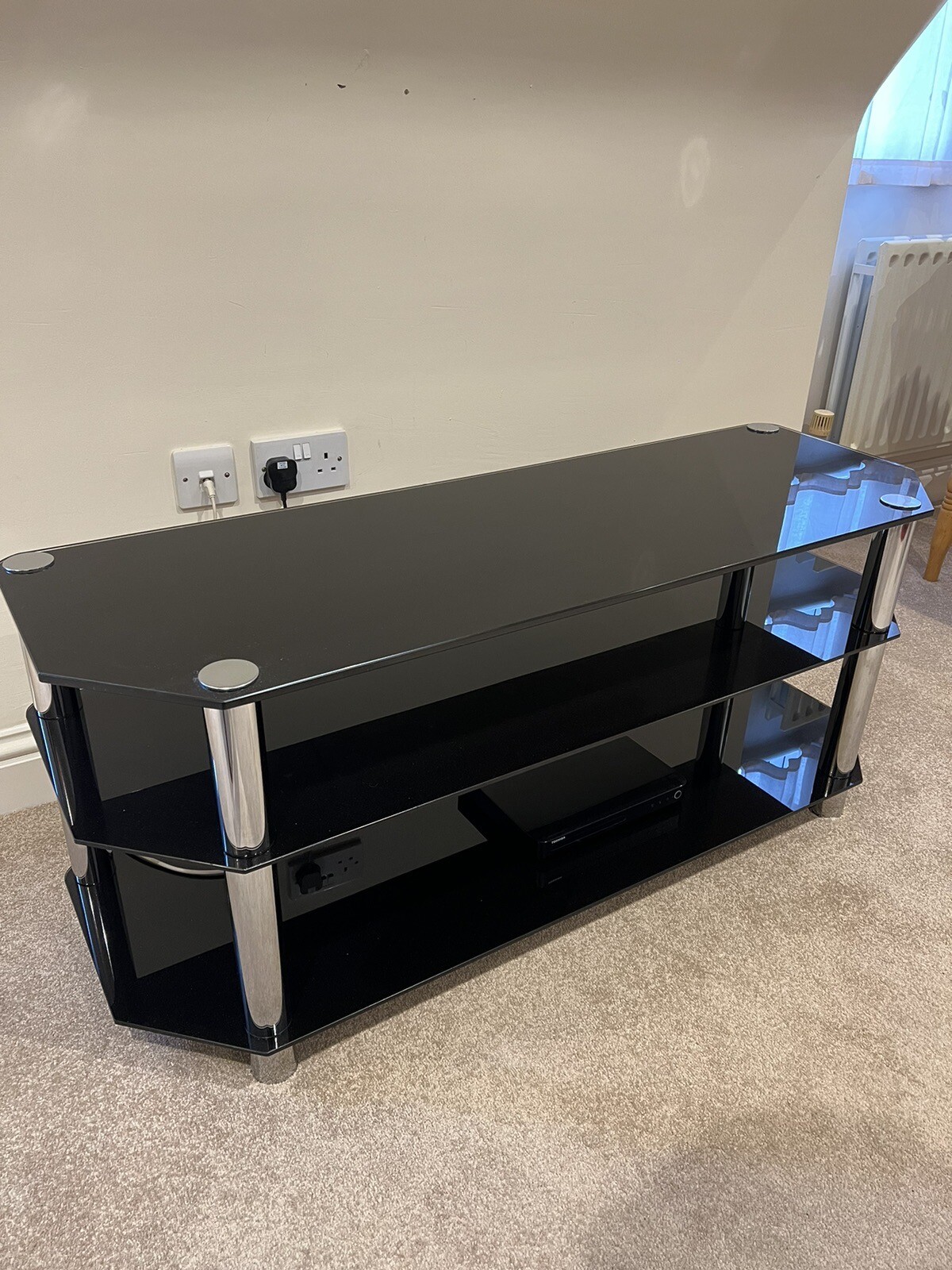 Black Glass TV Stand eBay