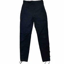 Ruby Ribbon Black Lace Up Ankle Leggings M