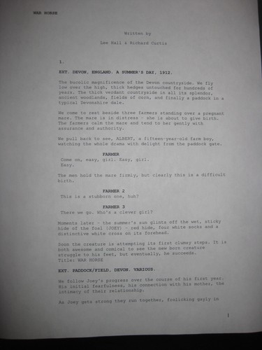 War Horse Signed Film Script X7 Steven Spielberg Jeremy Irvine Emily Watson rpnt - Imagen 2 de 3