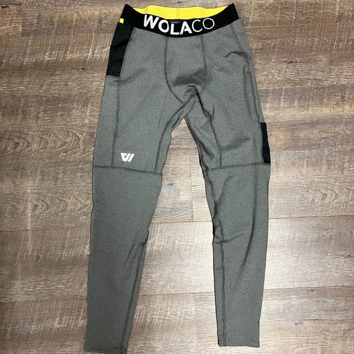 Wolaco Hose XL grau Leggings Kompressionstaschen Laufen Radfahren Athleisure