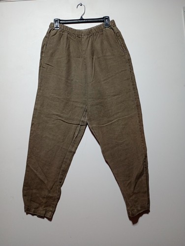 CP Shades Womens Pants Medium Linen Brown Capsule Lagenlook Wide Leg Relaxed