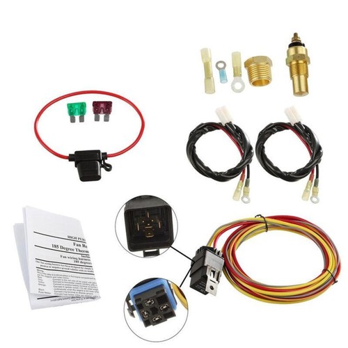 Accessories 185/165 12V Car Dual Electric Cooling Fan Wiring Harness 40A Relay - Picture 8 of 11