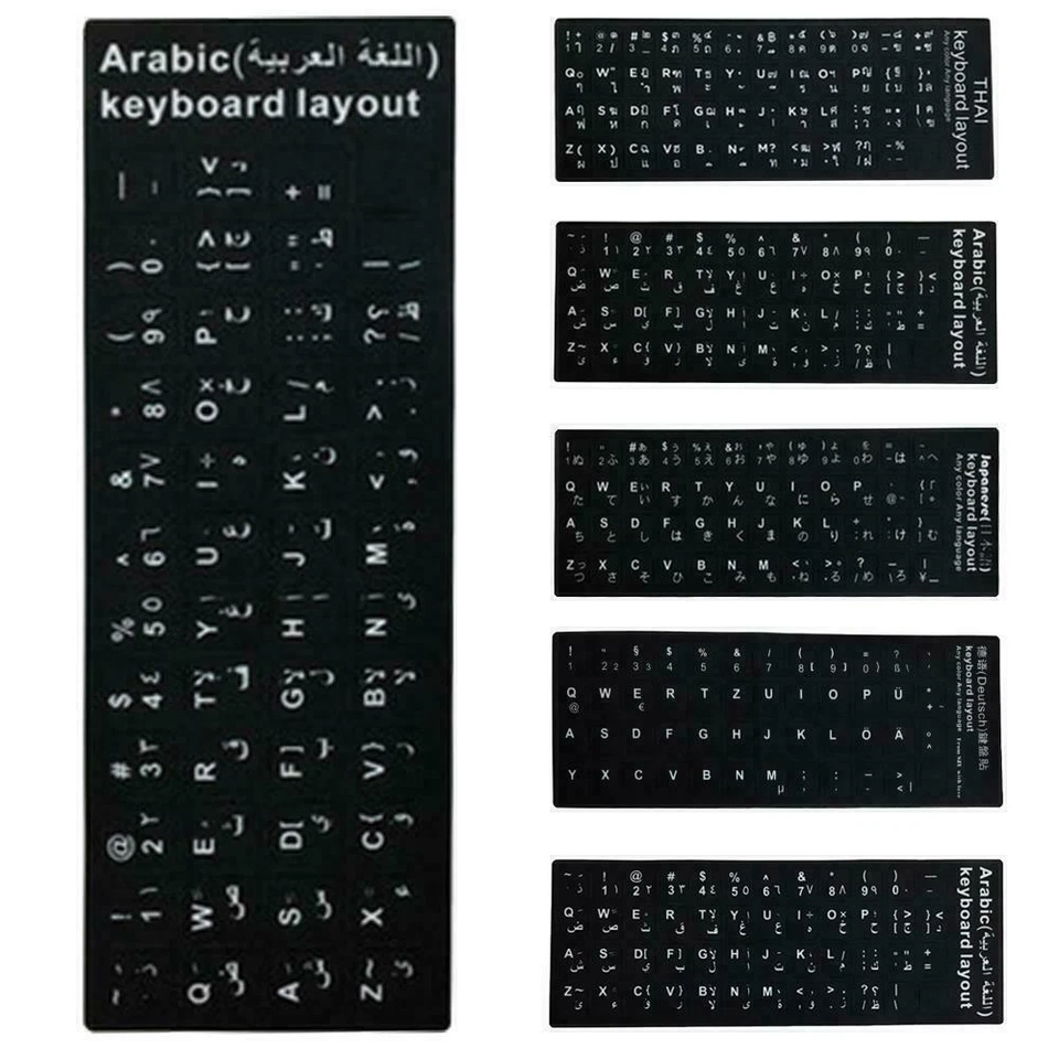 Black&White Standard Keyboard Stickers For German/English/Spanish H2 AU Hot T4G7 - Image 2 of 4