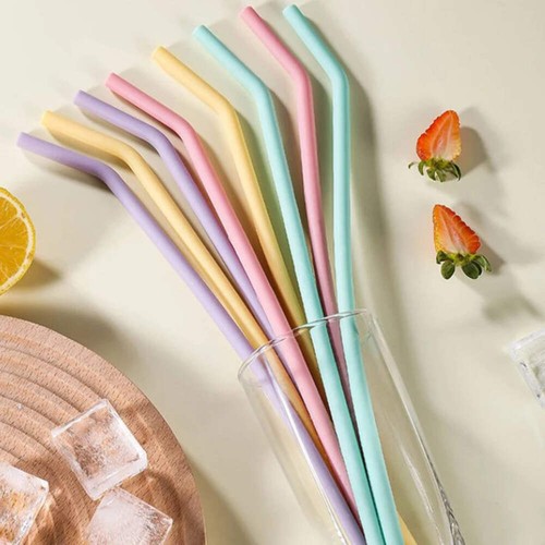 4Pcs Food Grade Colorful Silicone Straws For Children Drinking Water Drinks, Jui - Picture 5 of 9