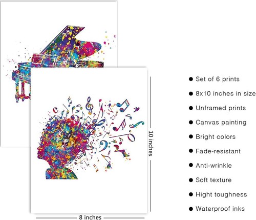 Impresiones artísticas de instrumentos musicales, impresión de arte de pared de música en acuarela, póster de música, pi... - Imagen 6 de 6