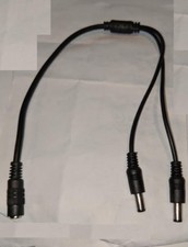 1ft DC Power Y Cable, Female DC Socket to Dual Male DC Plug 1 foot WC-30W1-00300
