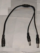 1ft DC Power Y Cable, Female DC Socket to Dual Male DC Plug 1 foot WC-30W1-00300