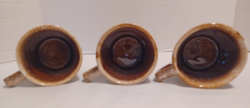 Set of 3 Vintage McCoy Pottery Brown Drip Glaze Coffee Mugs Cups D Handle USA - Picture 8 of 9