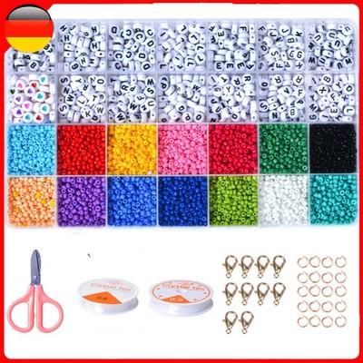 Bracelet Making Beads Kit Mixed Glass Beads DIY Jewelry Set (D)