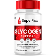 (1 Pack) Super Flow Glycogen, Blood Sugar Health Support Formula, 60 Capsules