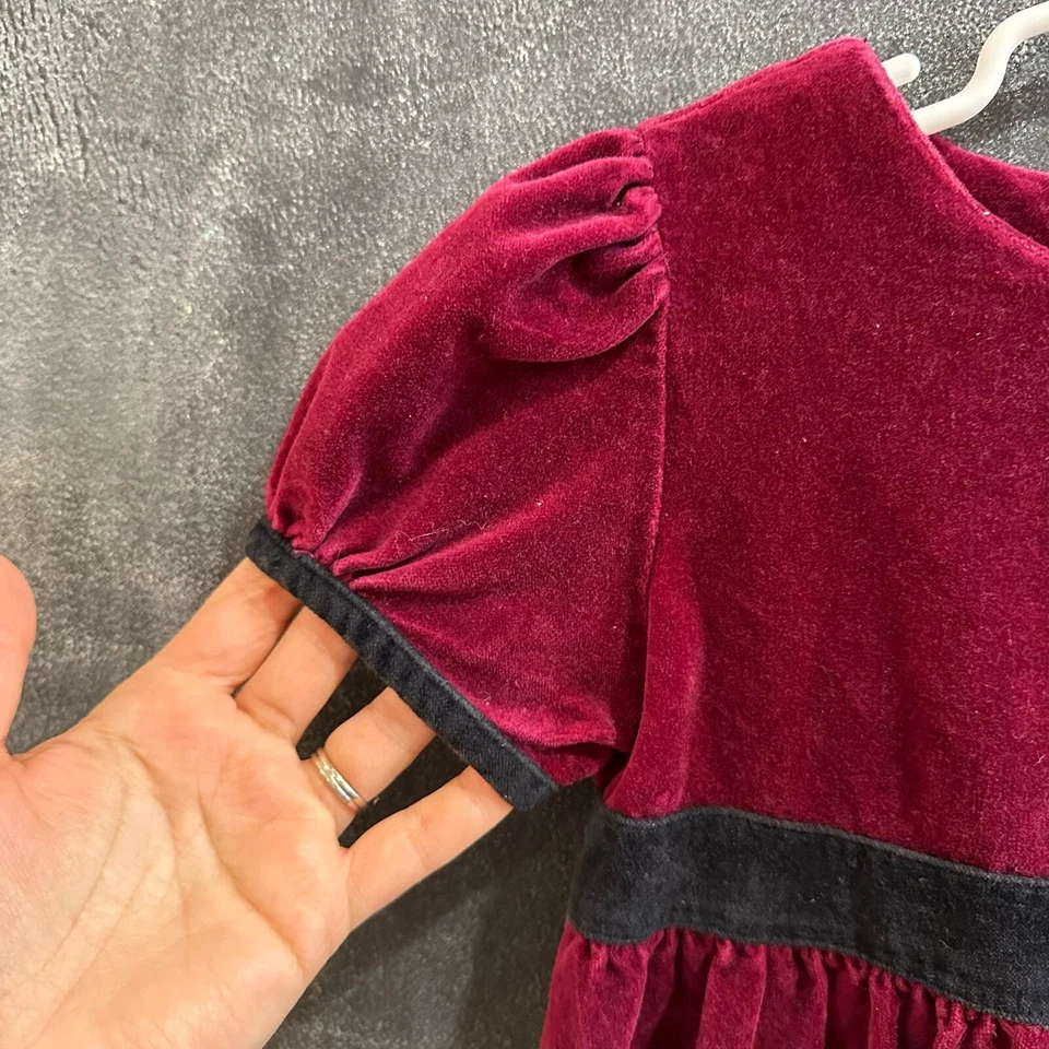 Vestido vintage Gymboree granate aplastado/terciopelo negro, en muy buen estado, talla L (5 años) (5A) Foto 4 de 4