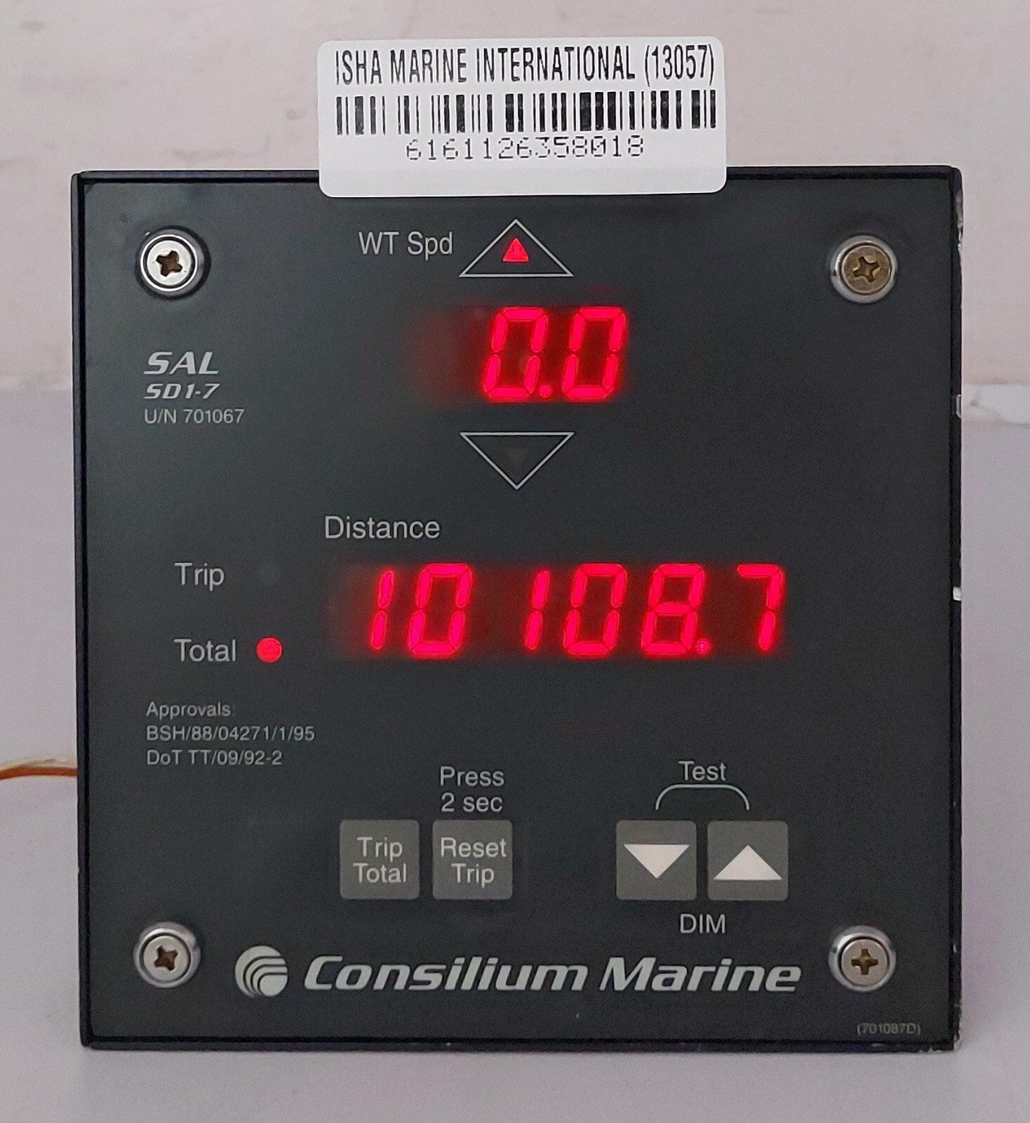 Consilium Marine SAL SD1-7 701067D Speed and Distance Display
