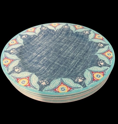 Better Homes & Gardens Blue Melamine Dinner Plates 10" Round Moroccan Set of 6 - Picture 4 of 6
