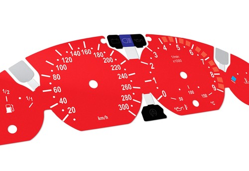 For BMW M3 E46 Red - Speedometer Dials from MPH to Km/h Cluster Gauges - Picture 3 of 6