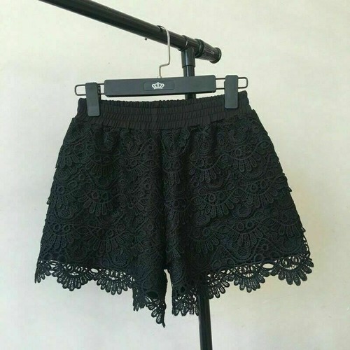 Pantaloncini donna pizzo patchwork sicurezza hotpants elastici vita mini pantaloni - Foto 10 di 11