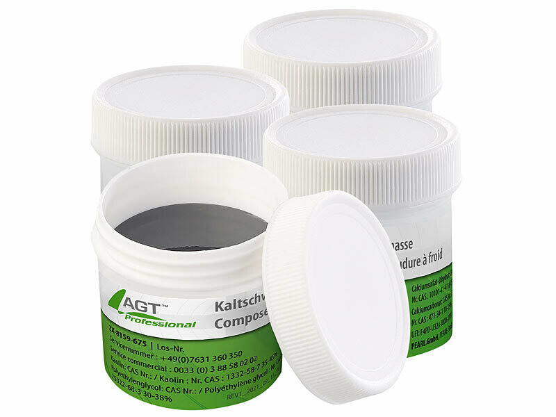 Composé de soudure à froid métaux AGT Professional - Kit de réparation 4 x 100 g gris