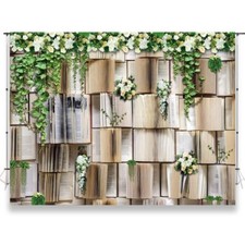 7x5ft Book Backdrop for Party Flower Garlend Book Pages Wedding Background fo...