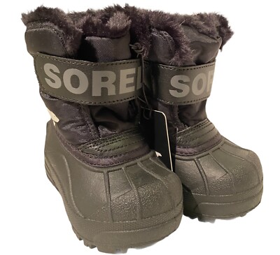 Sorel Kleinkind Snow Commander schwarz UK 3 EU 21 warm robust leicht zu tragen UVP 38£