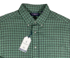 Men's ROUNDTREE YORKE Green Black Ecru Plaid Portuguese Flannel Shirt XL NWT NEW