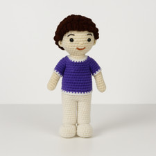 Crochet Boy Doll   Cute Amigurumi Plush Toy in Purple Shirt  Gift For Kids
