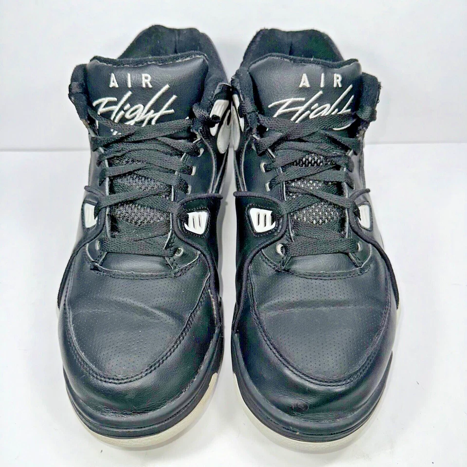 Nike Air Flight 89 Men's Size 9 306252-010 Leather Black Sneakers Shoes - Image 2 of 4